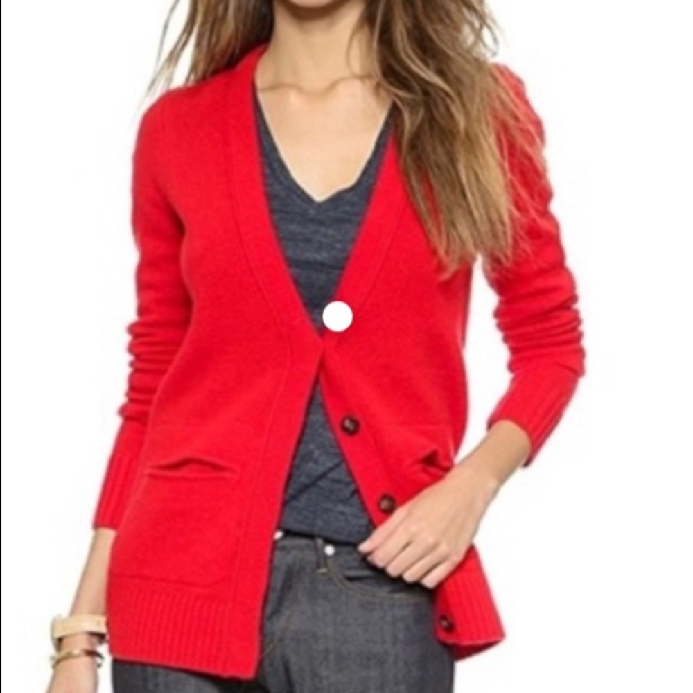 Red Wool Madewell Cardigan